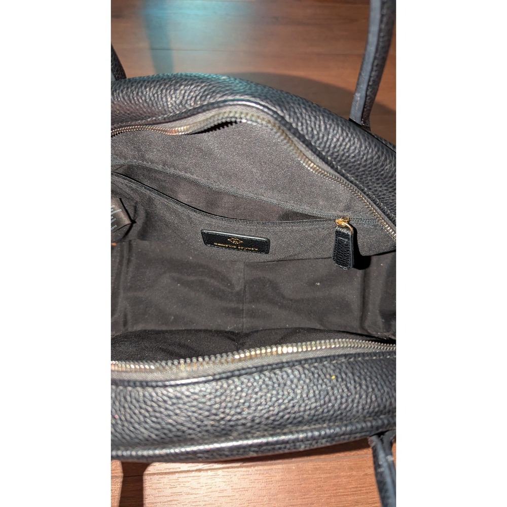 Nanette Lepore Black Pebbled Vegan Leather Dome Satchel Gold Hardware Handbag - Picture 8 of 8